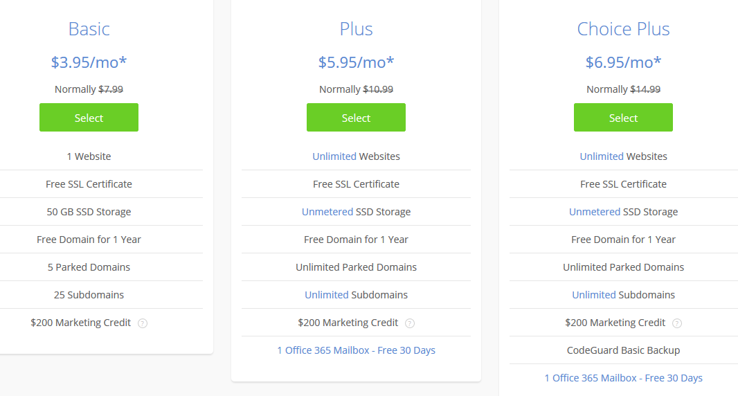 BlueHost Pricing