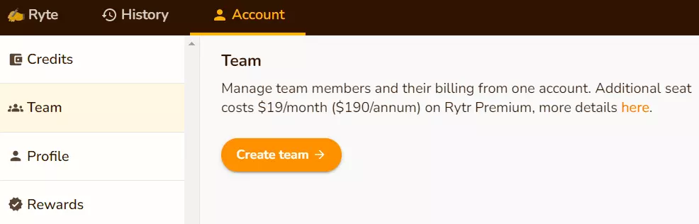 Rytr Team Management