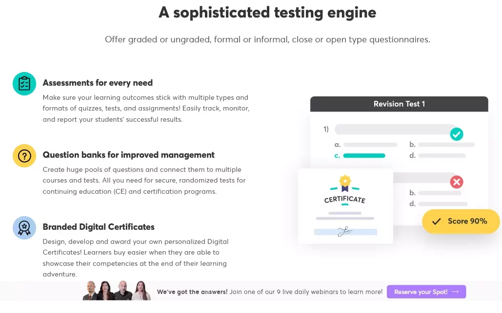 Testing Engine - LearnWorlds Features