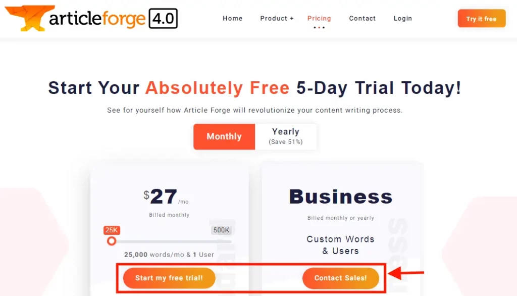 Article Forge Pricing Plan