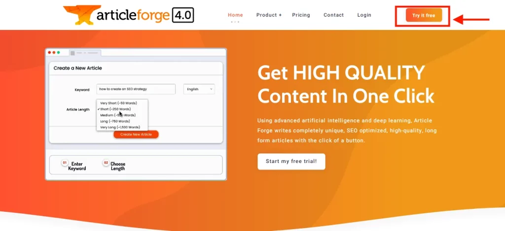 Article forge Free Trial Coupon