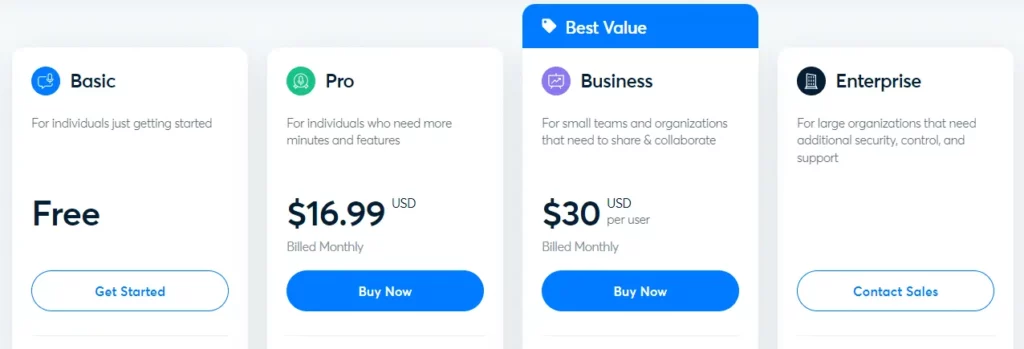 Otter.AI Pricing Plans