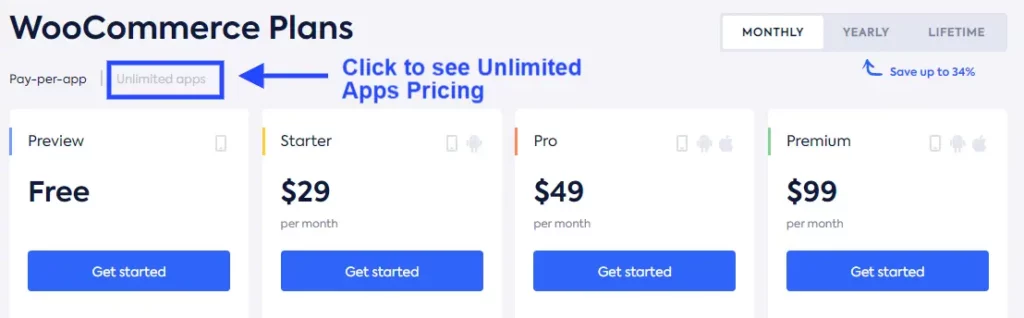 Woocommerce Plans - AppMySite Pricing