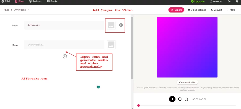 Text into Videos with AI Voices by Fliki