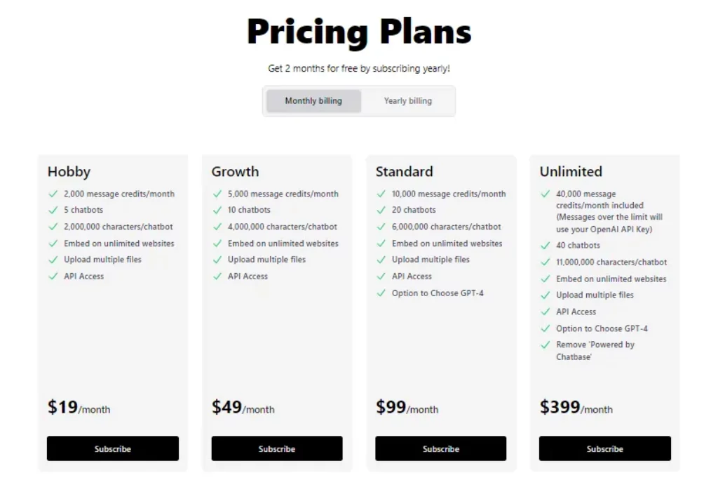 Chatbase Pricing Plans