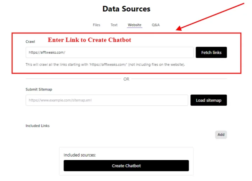 Data Source Link in Chatbot