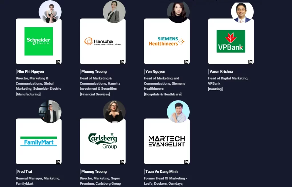 Speakers at The Virtual MarTech Summit Vietnam 2023