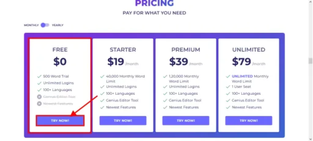 CopyGenius Pricing Plans