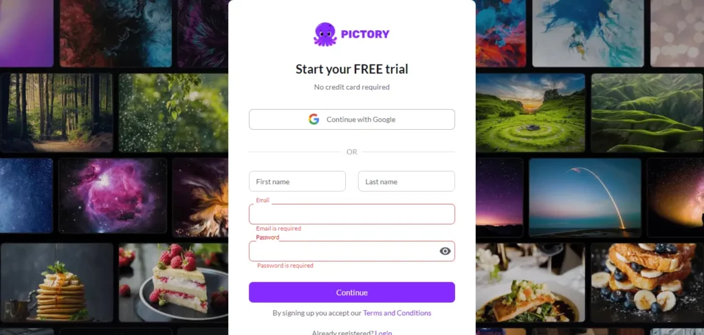 Signup for Pictory Free Trial