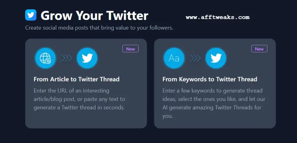 Tugan.ai Grow your Twitter Feature