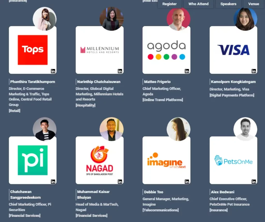 Speakers at The MarTech Summit Bangkok